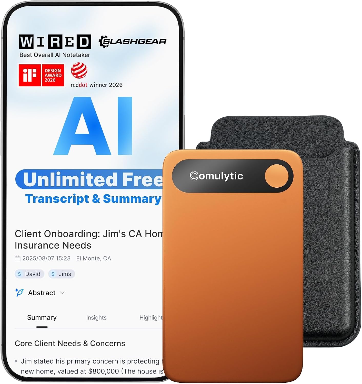 Minimalist pocket-size USB-C AI voice recorder with sleek design — view 3b