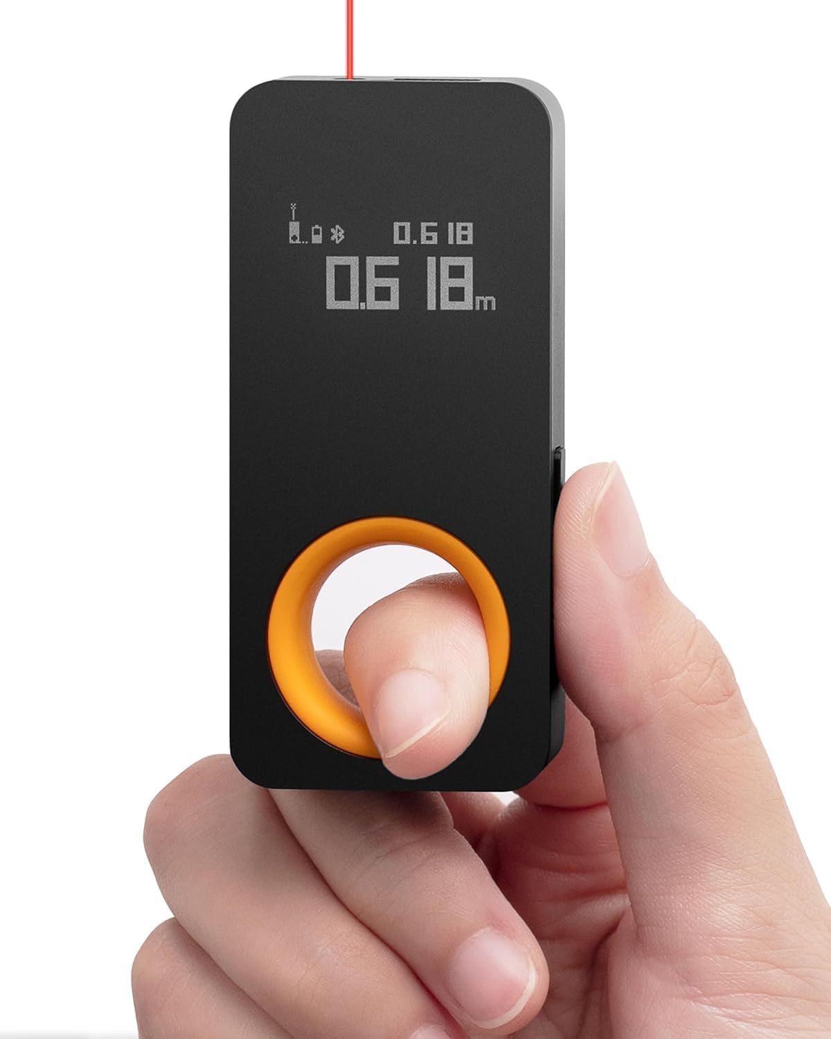 Pocket-size digital laser rangefinder with USB-C charging port, minimalist design — view 1