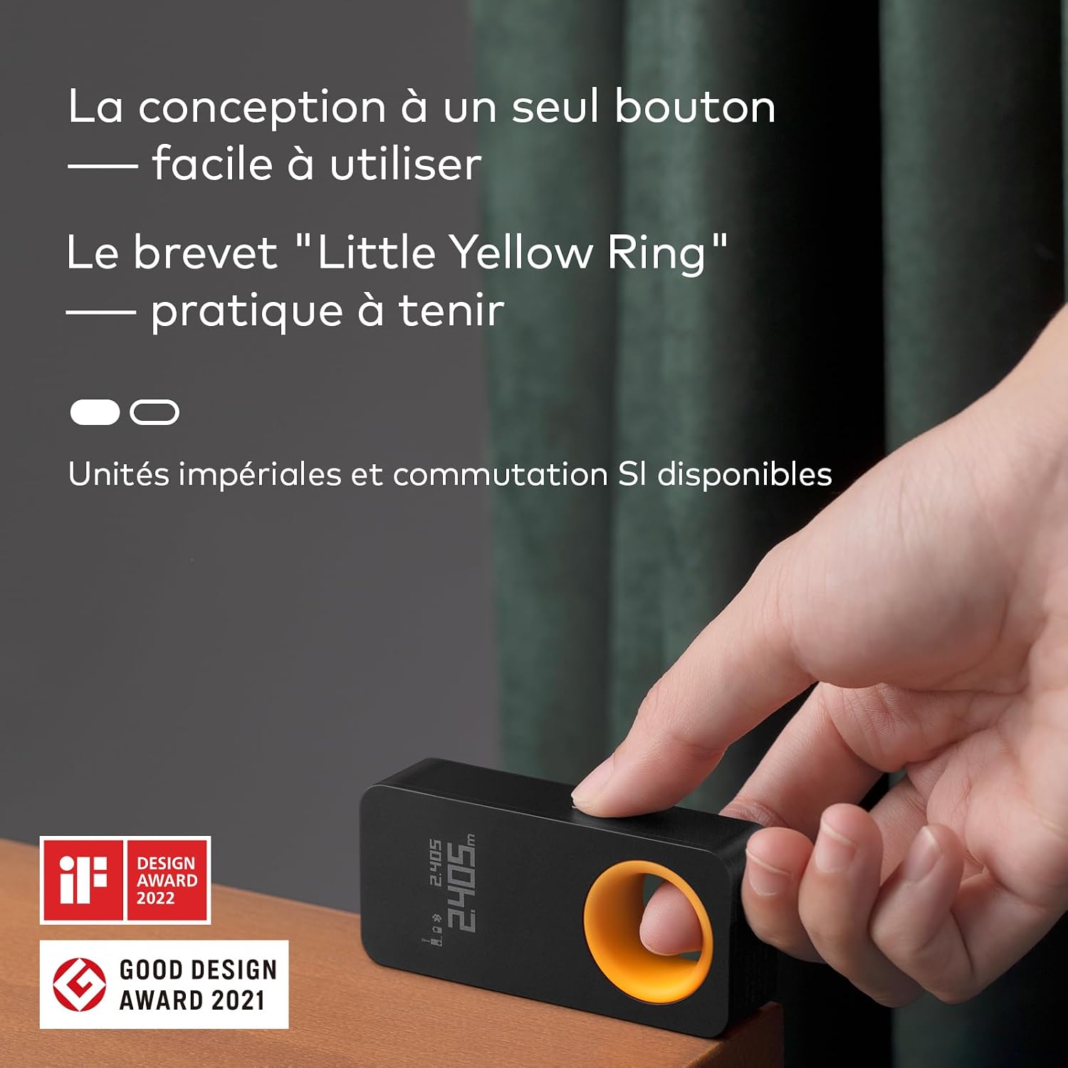 Pocket-size digital laser rangefinder with USB-C charging port, minimalist design — view 3