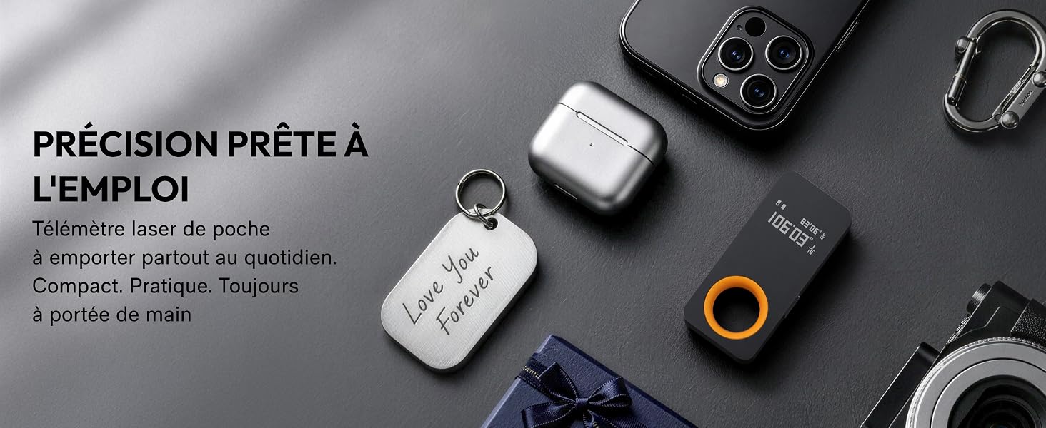 Pocket-size digital laser rangefinder with USB-C charging port, minimalist design — view 4