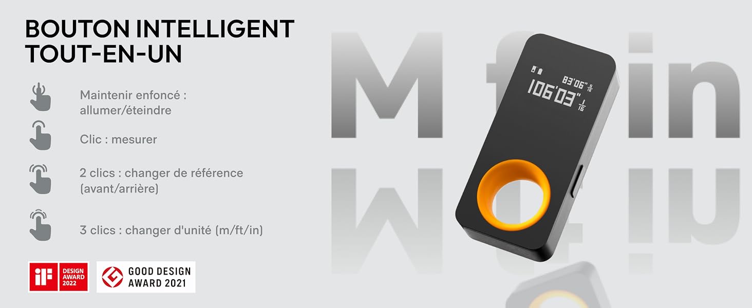 Pocket-size digital laser rangefinder with USB-C charging port, minimalist design — view 4