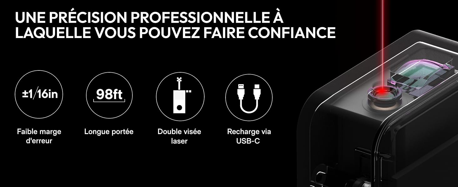 Pocket-size digital laser rangefinder with USB-C charging port, minimalist design — view 5a