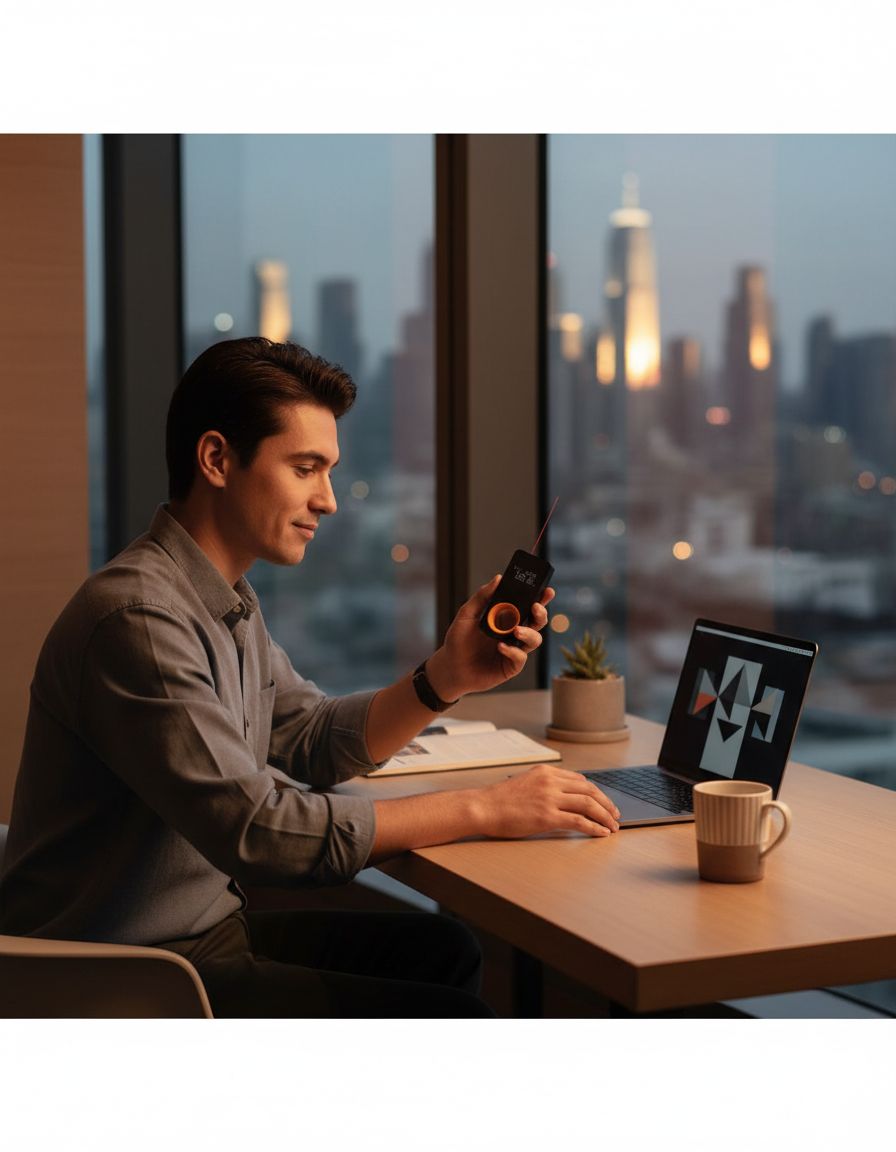 Pocket-size digital laser rangefinder with USB-C charging port, minimalist design — view 2