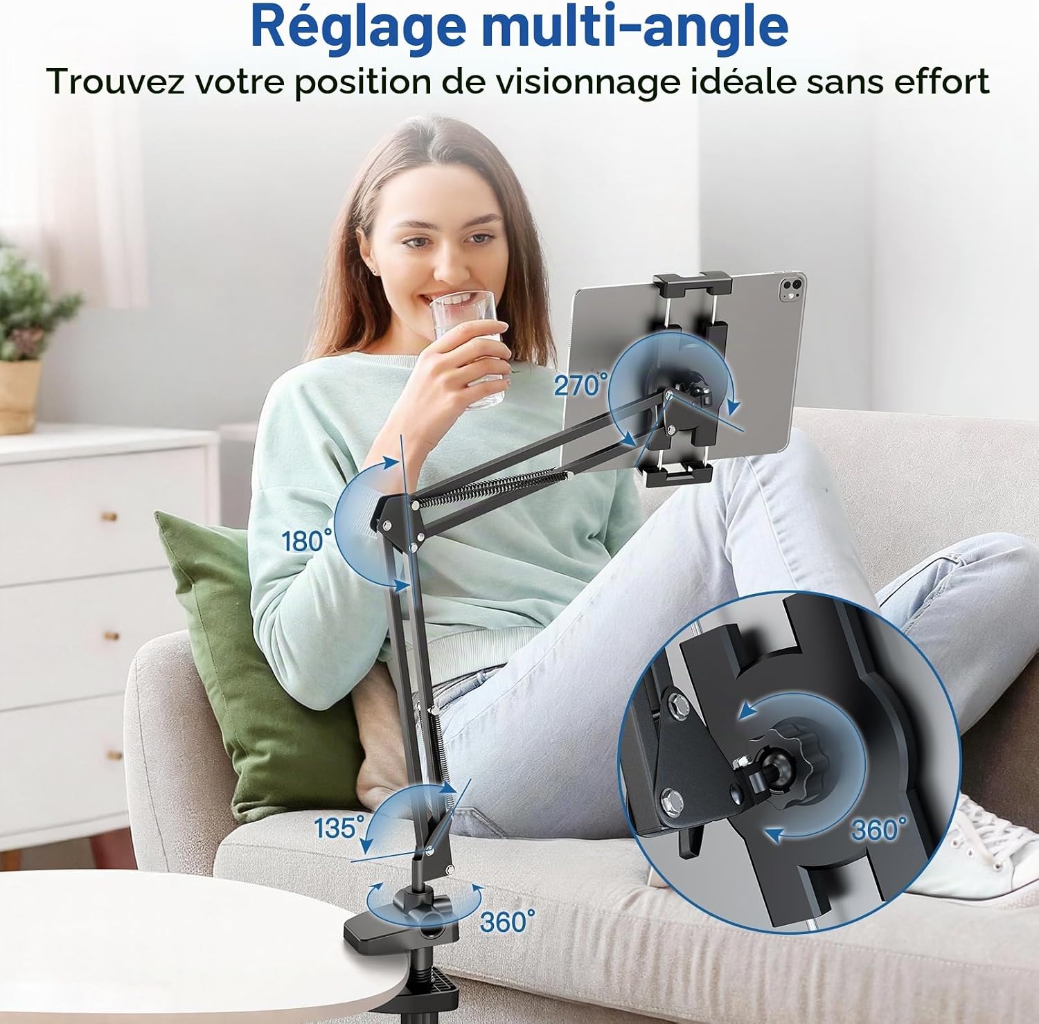 Heavy-duty carbon steel [product type] with 360° rotating base and expanding clamps, shown in [finish/position] — view 2